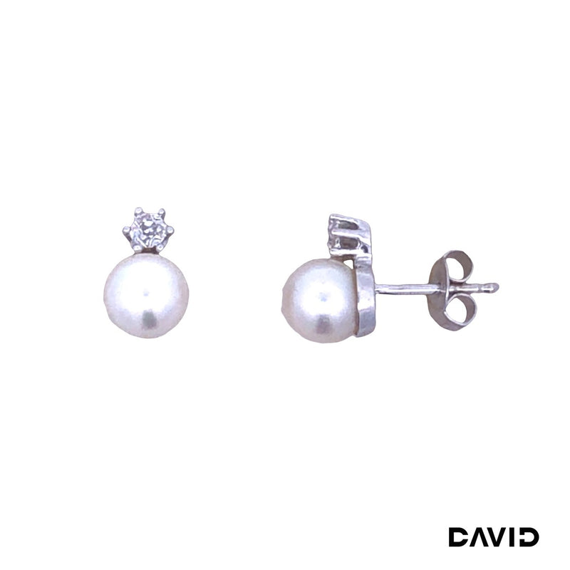 Ohrstecker Perle Akoya Perle / Diamanten 585/14k Weißgold