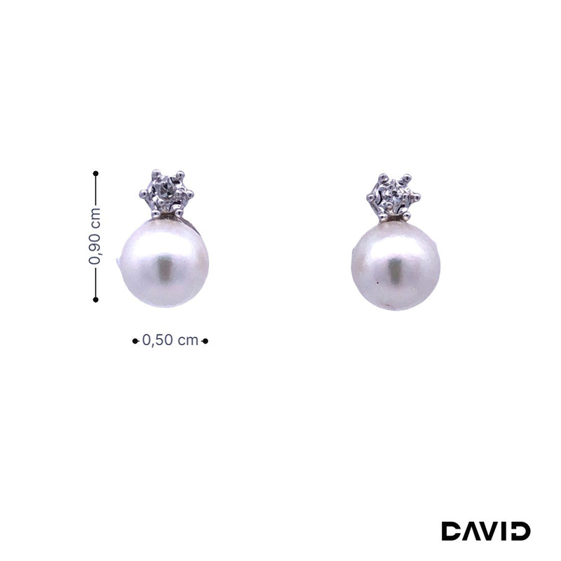 Ohrstecker Perle Akoya Perle / Diamanten 585/14k Weißgold
