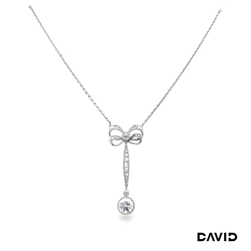 Collierkette Diamant Altschliff 585/WG - Pt950