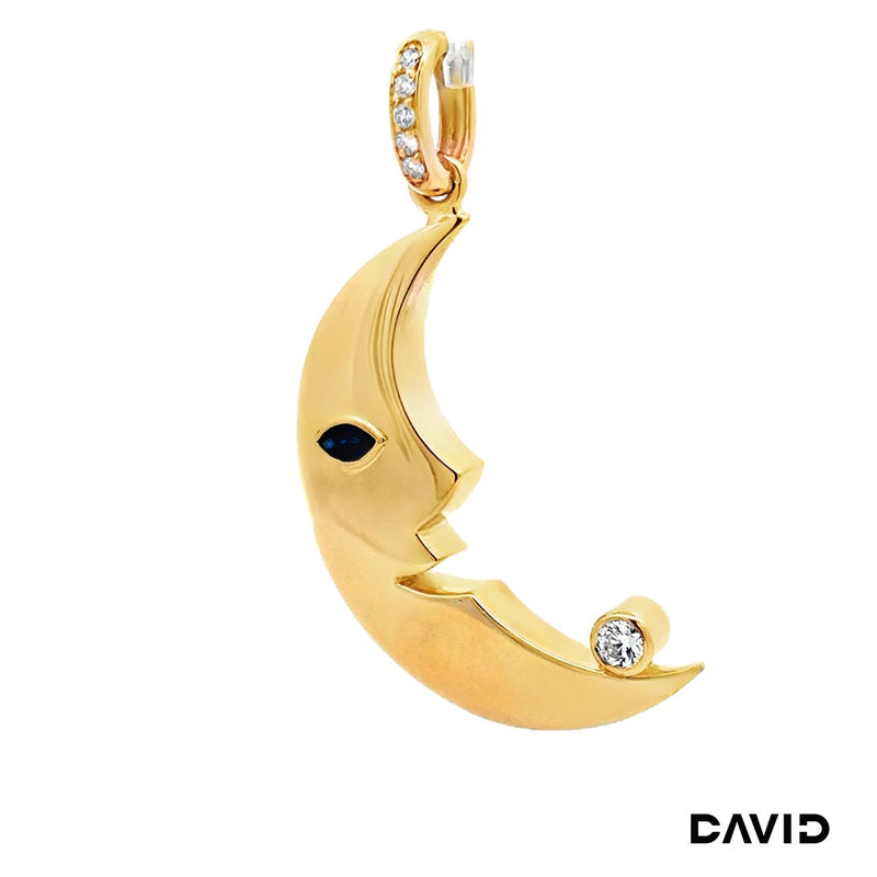 Anhänger Mond Brillant & Saphir Gold 750/18k