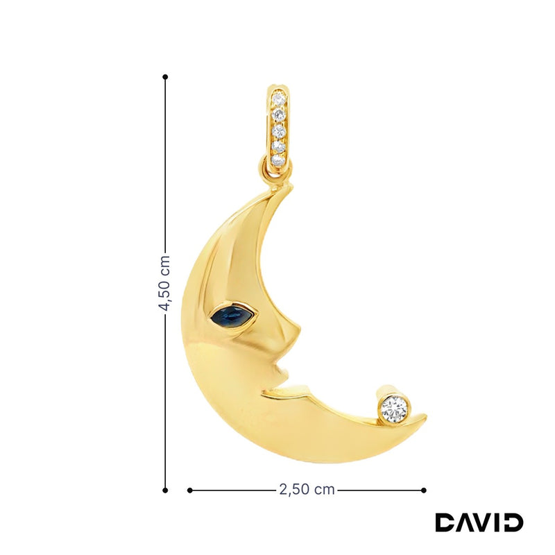 Anhänger Mond Brillant & Saphir Gold 750/18k