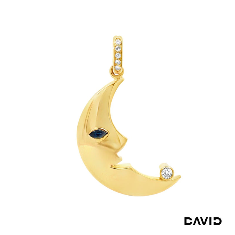 Anhänger Mond Brillant & Saphir Gold 750/18k