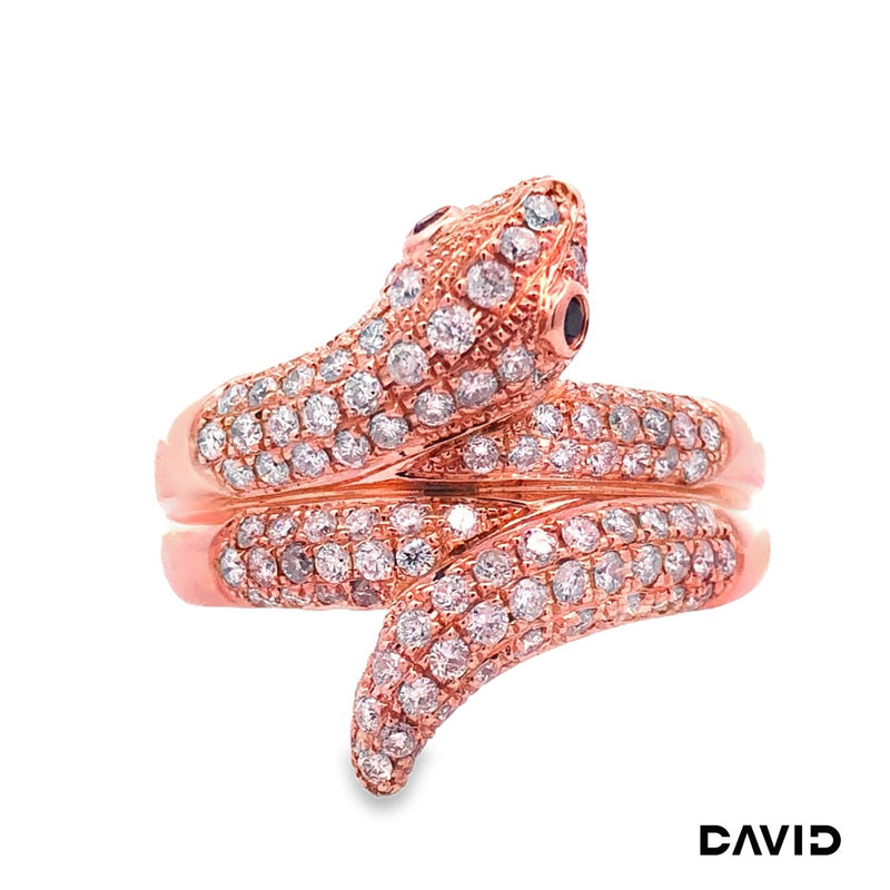 Ring Schlange Brillanten/Saphire 18k Roségold