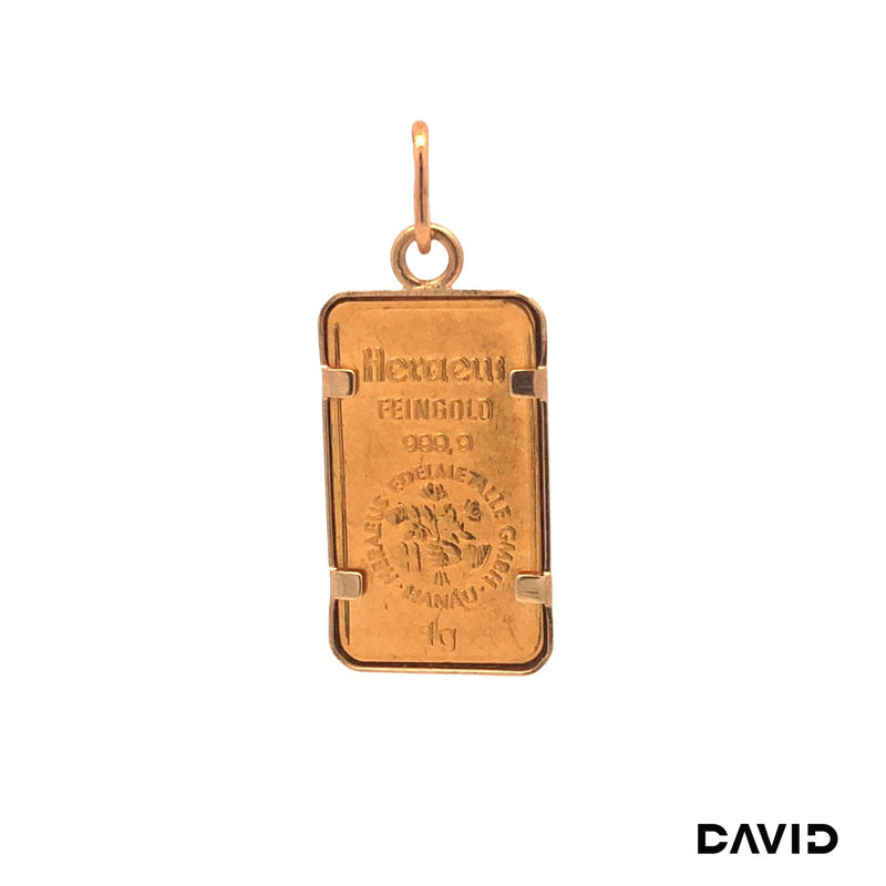 Anhänger 1g Goldbarren Heraeus 24k Gold - 14k Gold