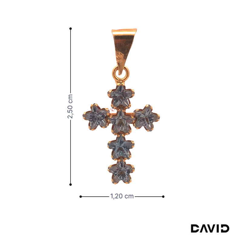 Anhänger Kreuz Farbstein Gold 750/18k