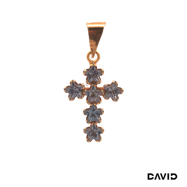 Anhänger Kreuz Farbstein Gold 750/18k