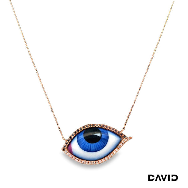 Kette 45 mit Anhänger Zirkonia Gold 14k Rotgold