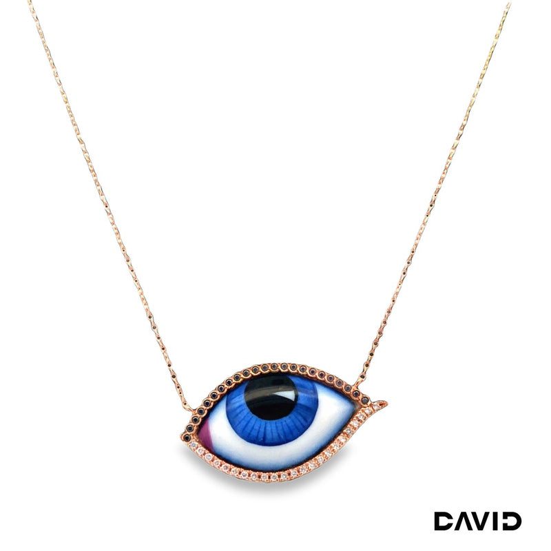 Kette 45 mit Anhänger Zirkonia Gold 14k Rotgold