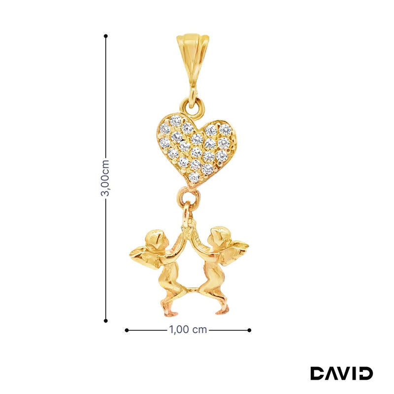 Anhänger Herz & Engel Zirkonia Gold 585/14k