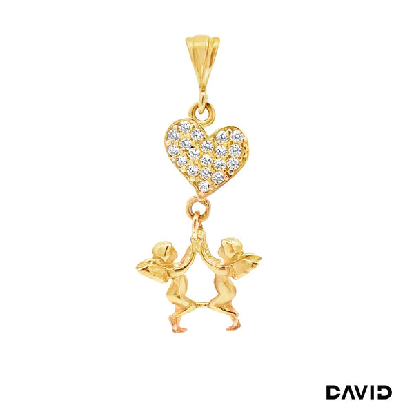 Anhänger Herz & Engel Zirkonia Gold 585/14k