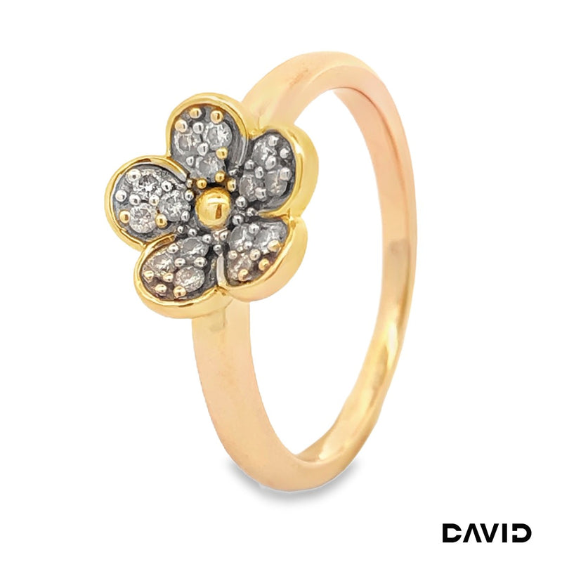 Ring Blume Brillanten Gold 9k