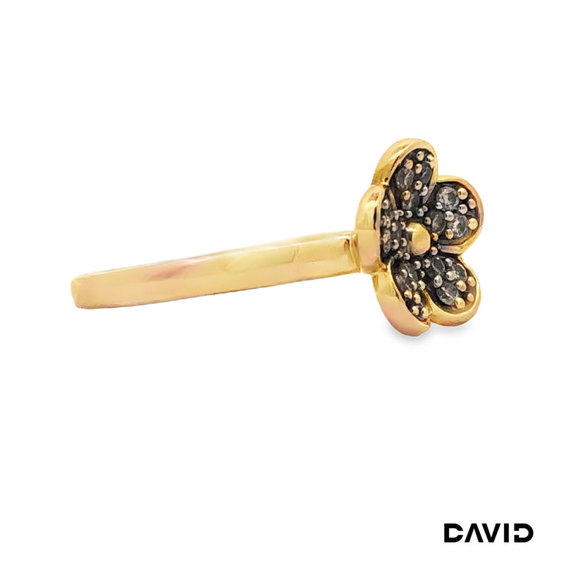 Ring Blume Brillanten Gold 9k