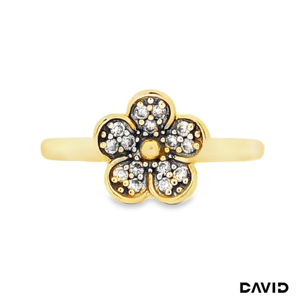 Ring Blume Brillanten Gold 9k