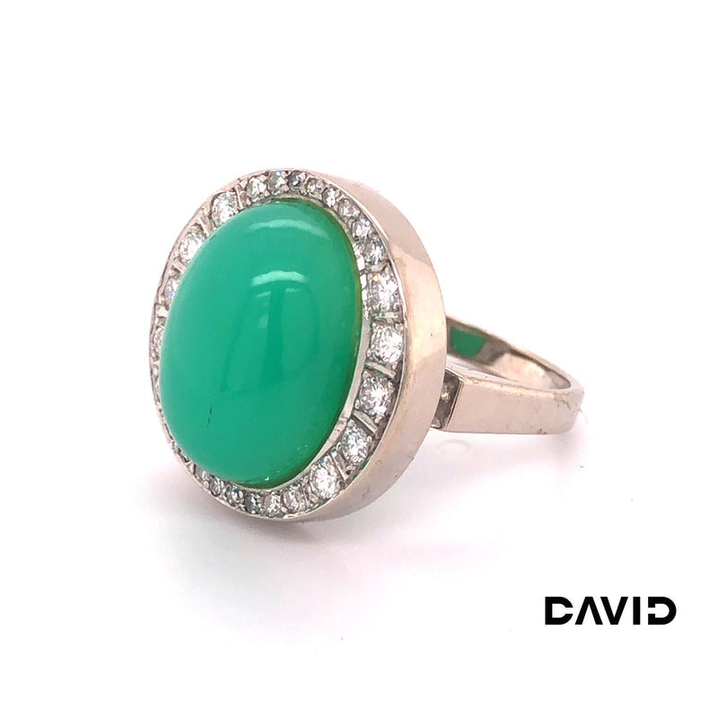 Ring Jade/Diamanten 14k Weißgold