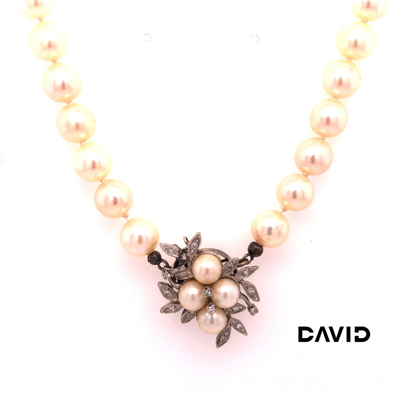 Perlenkette Diamanten/Perlen 14k Weißgold