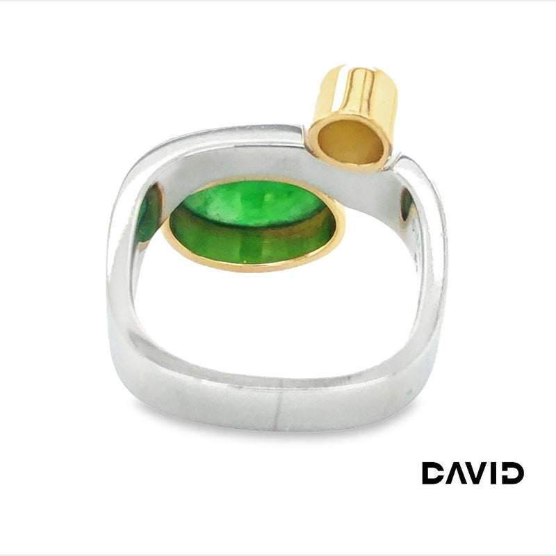 Ring Brillant/Jade Platin 950 + Gold 750