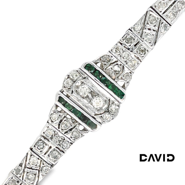 Armband Diamant/Smaragd 14k Weißgold